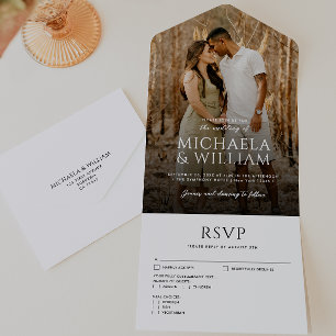 Modern Typography Single Photo Wedding All In One Invitation
