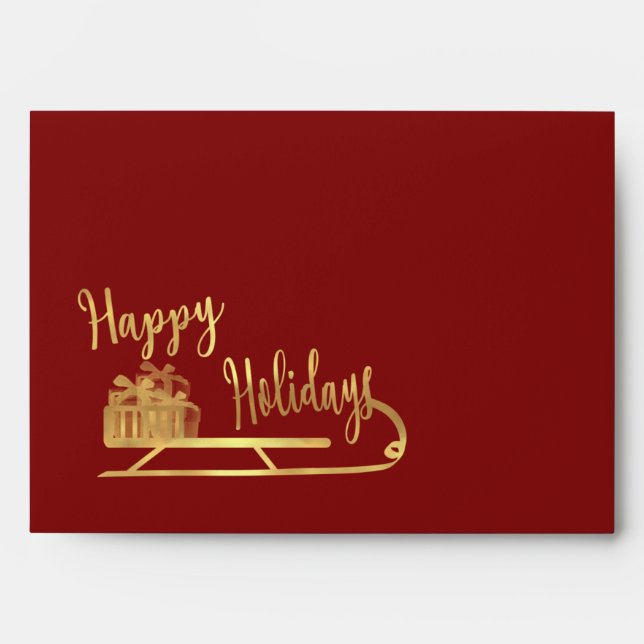 Modern typography Sledge Happy Holidays Envelope (Front)