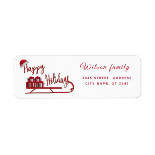 Modern  typography Sledge Happy Holidays Return Address Label