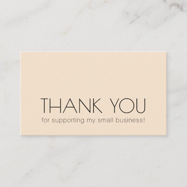 Modern Typography Small Business Thank You Beige Business Card (Front)