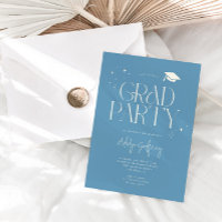 Modern Typography Star Denim Blue Graduation Party