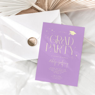 Modern Typography Stars Wisteria Graduation Party  Invitation