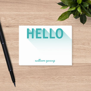 Modern Typography Teal Hello Post-it Notes