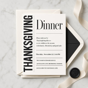 Modern Typography Thanksgiving Dinner Invitation