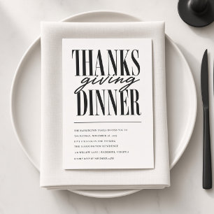 Modern Typography Thanksgiving Dinner Invitation