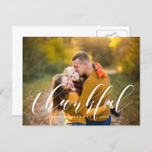 Modern Typography Thanksgiving Photo Holiday Postcard