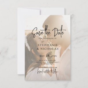 Modern Typography Transparent Photo Wedding Save The Date