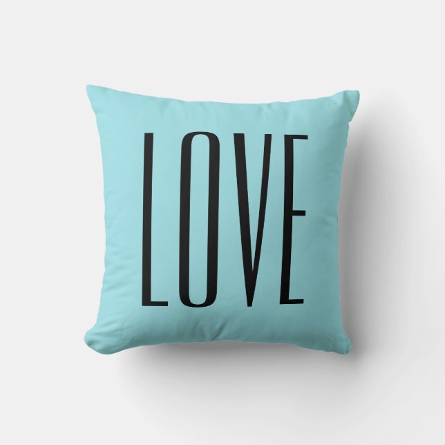 Modern Typography Turquoise Blue Love Cushion (Front)