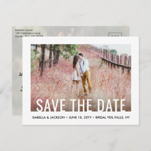 Modern Typography Two Photo Wedding Save the Date Announcement Postcard