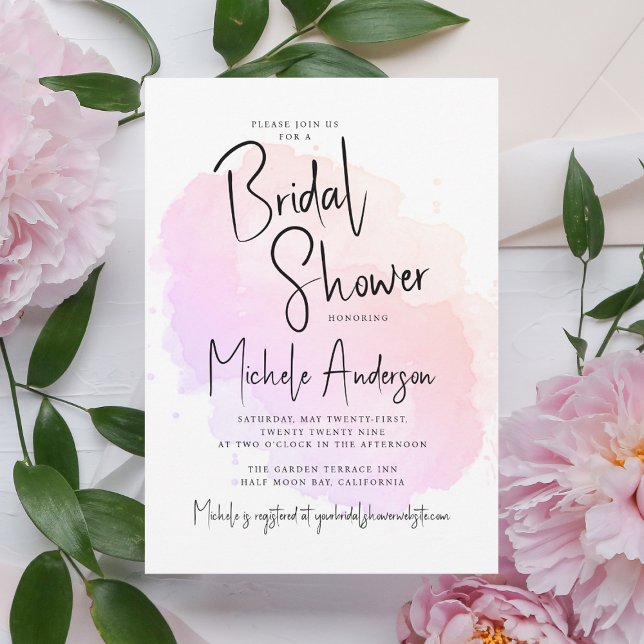 Modern Typography Watercolor Wash Bridal Shower Invitation (Creator Uploaded)