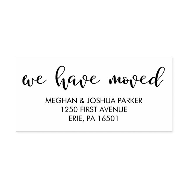 Modern Typography We Have Moved Rubber Stamp (Imprint)