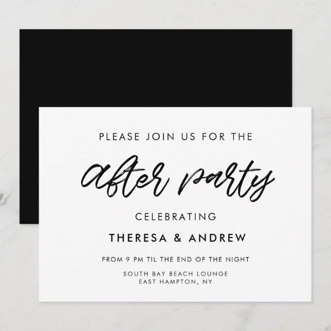 Modern typography wedding after party invitation (Front/Back)