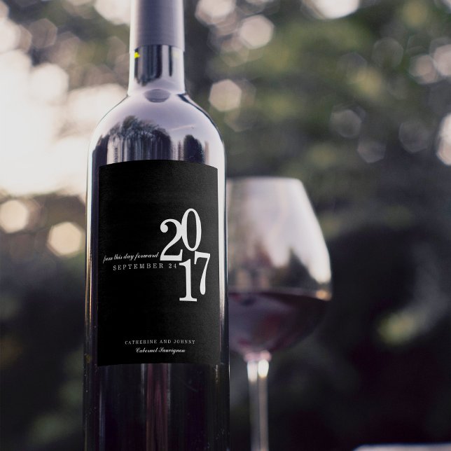 Modern Typography Wedding Date Wine Label (Creator Uploaded)