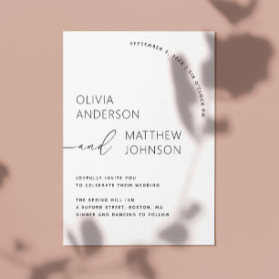 Modern Typography Wedding Elegant Contemporary Invitation