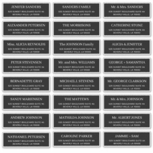 Modern typography wedding guest address black