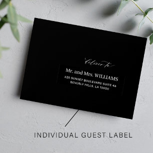 Modern typography wedding guest address black