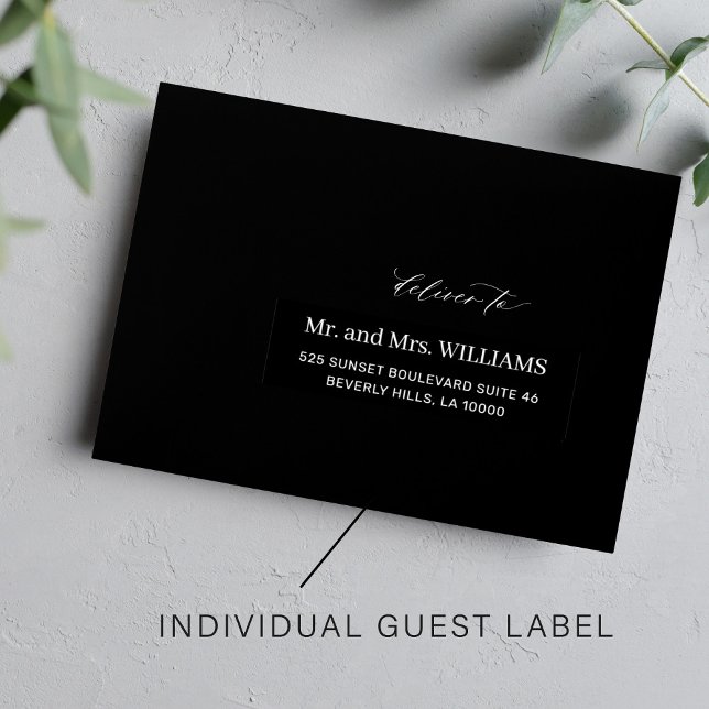 Modern typography wedding guest address black (Black envelopes can be purchased separately - please see the collection)