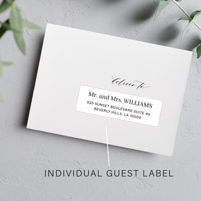 Modern typography wedding guest address white (Personalized envelopes can be purchased separately )