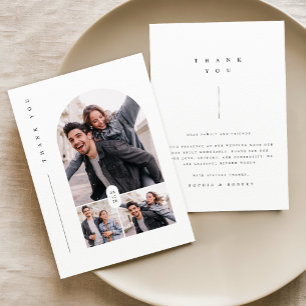 Modern Typography Wedding Photo Collage Thank You Card