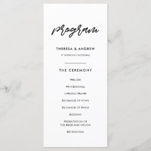 Modern typography wedding program