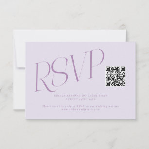 Modern Typography Wedding QR Code Lilac RSVP Card