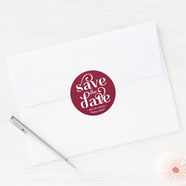 Modern Typography Wedding Save The Date Classic Round Sticker (Envelope)
