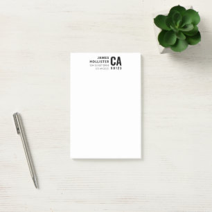Modern Typography White & Black Name & Address Post-it Notes