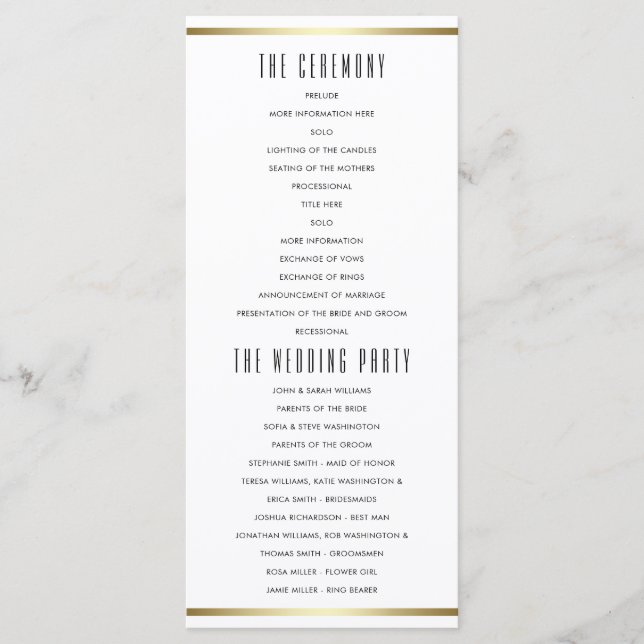 Modern Typography | White & Gold Wedding Program (Front)