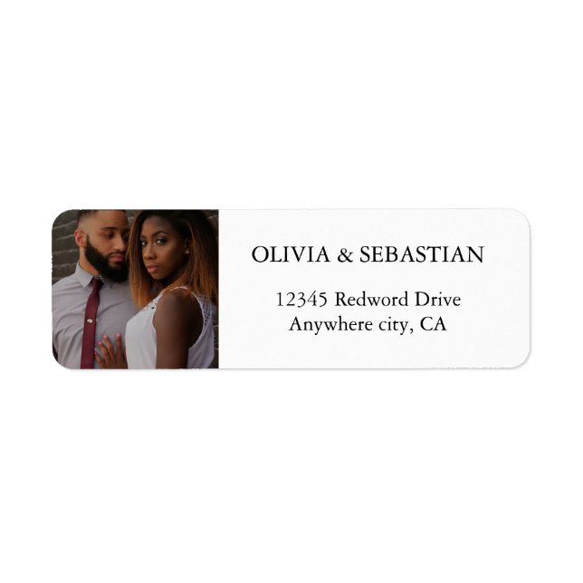 Modern Typography White Photo Return Address Label (Front)
