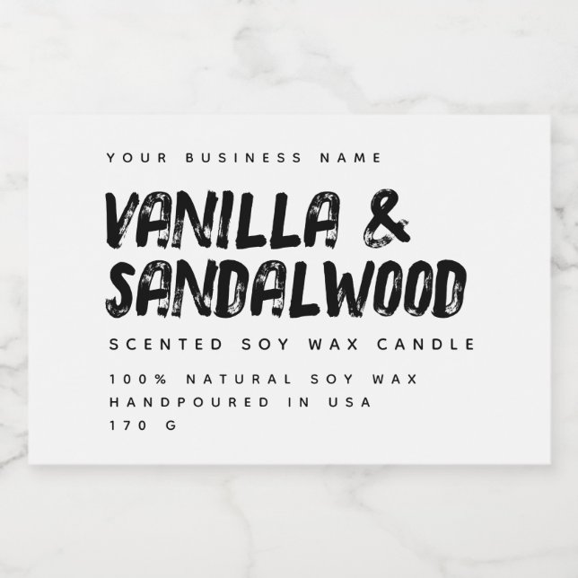 Modern typography white soy candle label (Single Label)