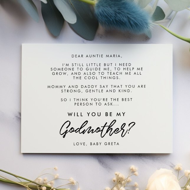 Modern typography Will you be my Godmother card (Creator Uploaded)