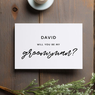 Modern typography will you be my groomsman card