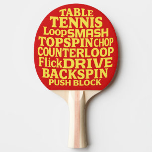 Modern Typography Word Art Yellow Text Ping Pong Paddle