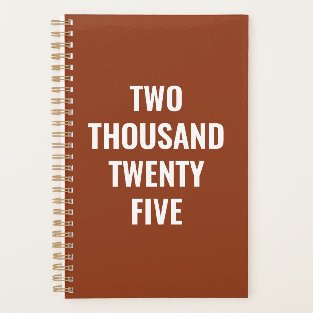 Modern typography year terracotta custom text  planner (Front)