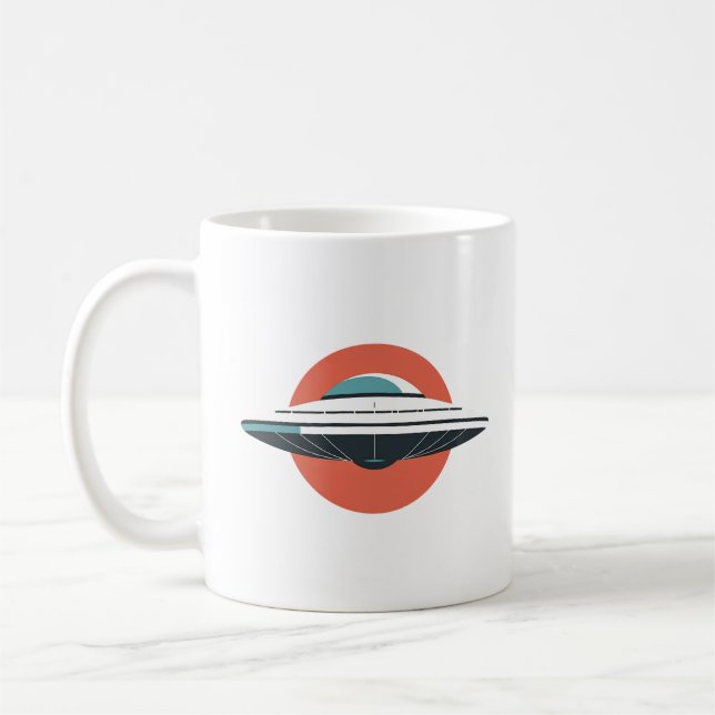 Modern UFO Minimalist Design Coffee Mug (Left)