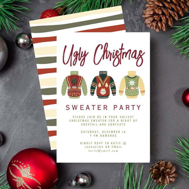 Modern Ugly Christmas Sweater Party Invitation (Creator Uploaded)
