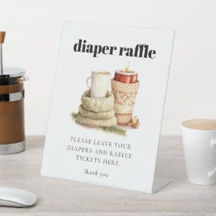 Modern Ugly Sweater Baby Shower Diaper Raffle  Pedestal Sign