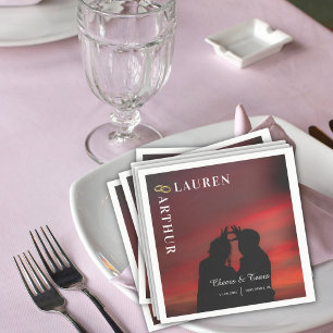 Modern Ultra Chic Minimal Photo Wedding Napkin