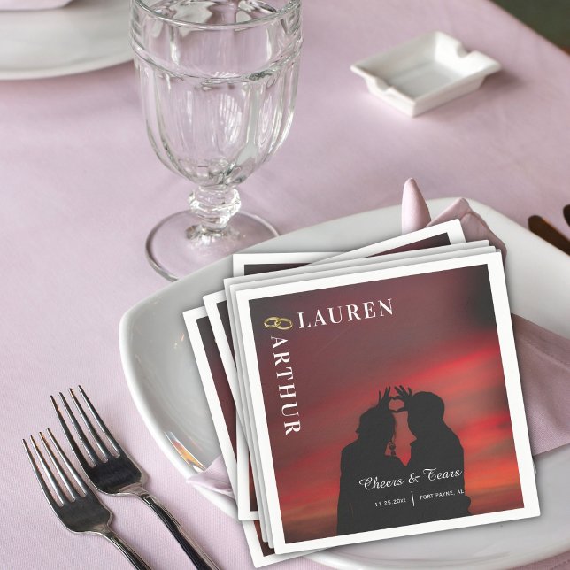 Modern Ultra Chic Minimal Photo Wedding Napkin (Creator Uploaded)