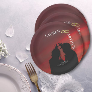 Modern Ultra Chic Minimal Photo Wedding Paper Plate