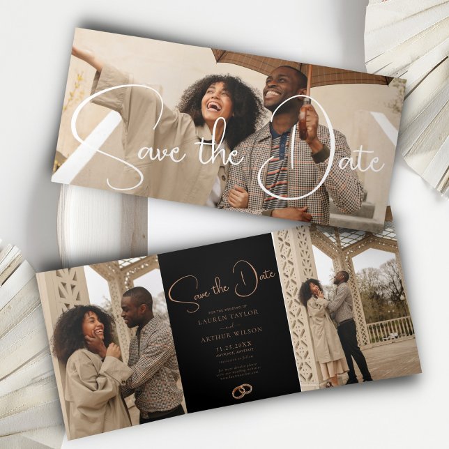 Modern Ultra Chic Minimal Save The Date Photo Card (Creator Uploaded)