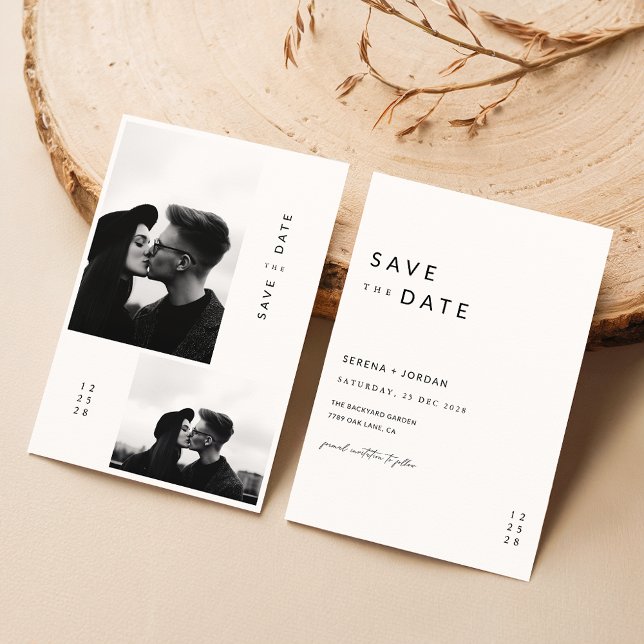Modern Ultra Minimalist 2 Photo Wedding Save The Date (Creator Uploaded)