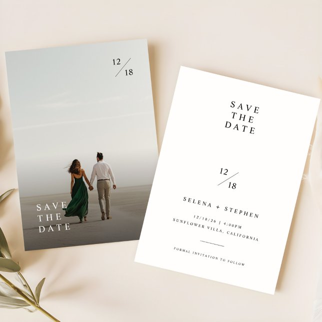 Modern Ultra Minimalist Photo Save The Date Invitation (Creator Uploaded)
