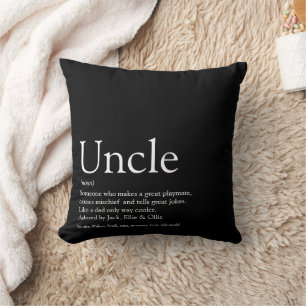 Modern Uncle, Funcle Definition Black and White Cushion