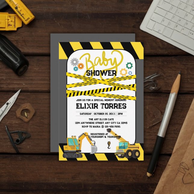 Modern Under Construction Baby Shower Invitation (Creator Uploaded)