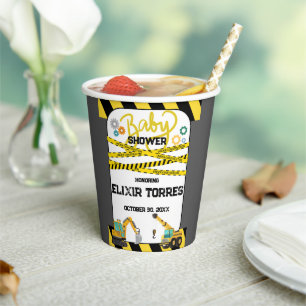 Modern Under Construction Baby Shower Paper Cups