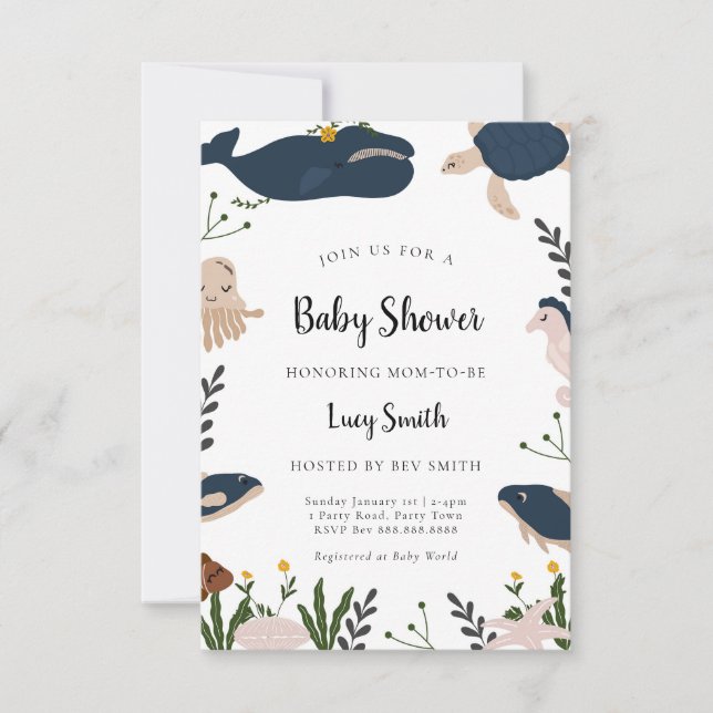 Modern Under The Sea Baby Shower Invitation  (Front)