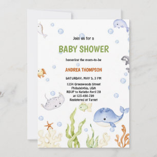 Modern Under the Sea Gender Neutral baby shower  Invitation