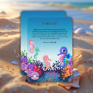 Modern Under the Sea Seahorse Baby Shower Thank You Card