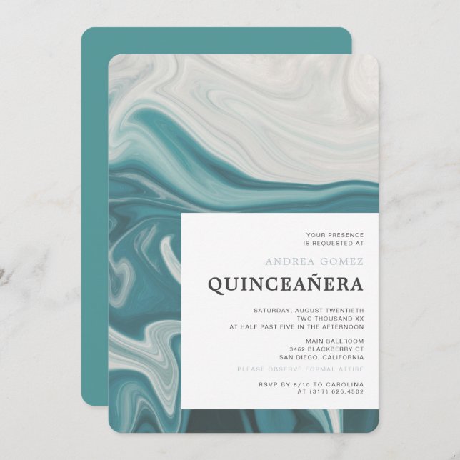 Modern Under The Sea Theme Quinceañera Invitation (Front/Back)